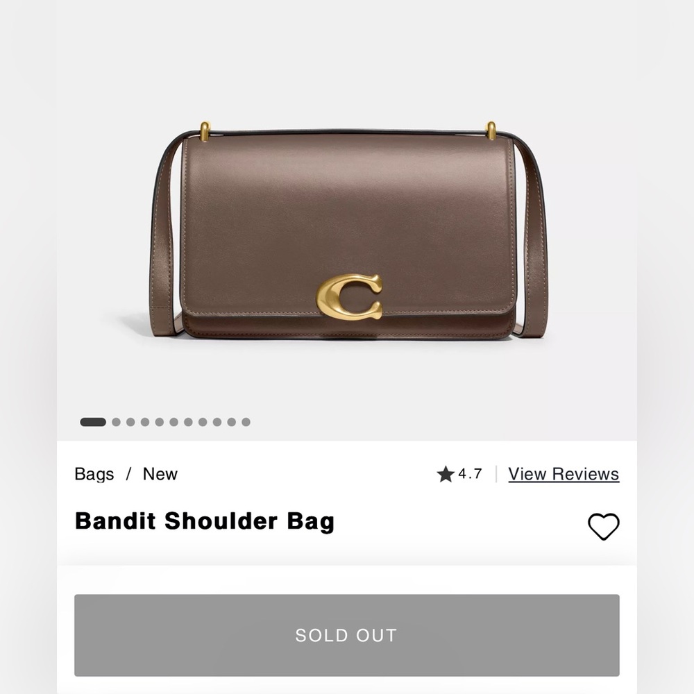 Coach Bandit Shoulder Bag, dark stone